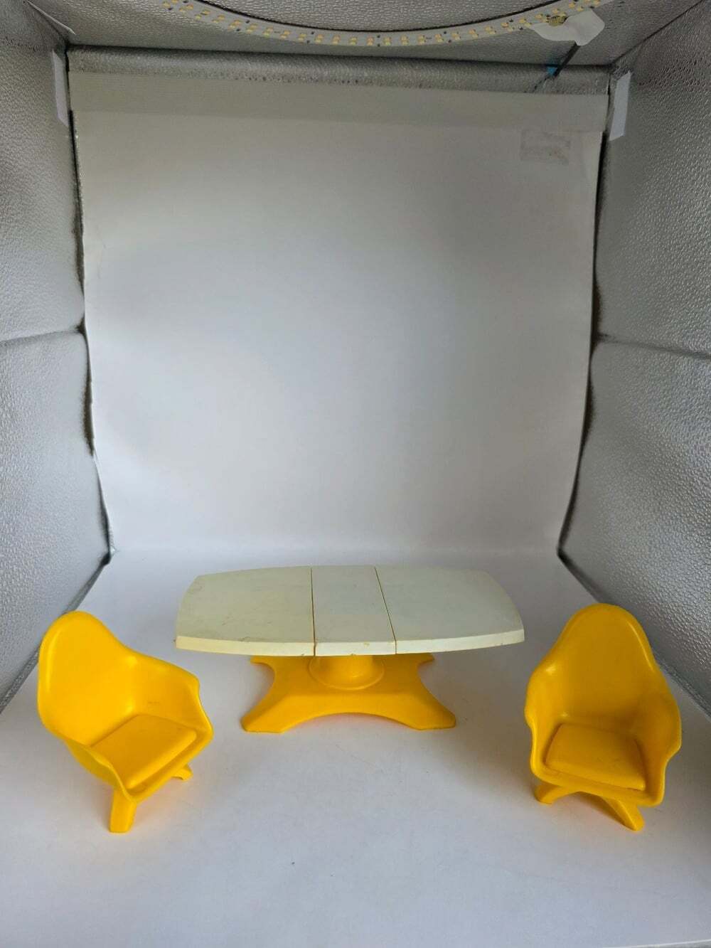 Vintage Heidi and Jan Dollhouse Furniture Table & Chairs Yellow Plastic Toy